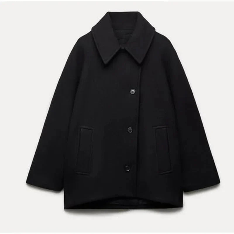Mia - Oversized Button-Up Jas met Statement Kraag
