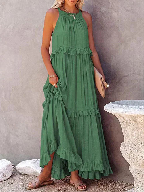Cindy - Casual Mouwloze Maxi Dress met Schouderriem