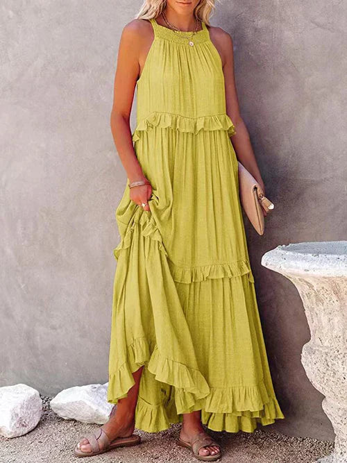 Cindy - Casual Mouwloze Maxi Dress met Schouderriem