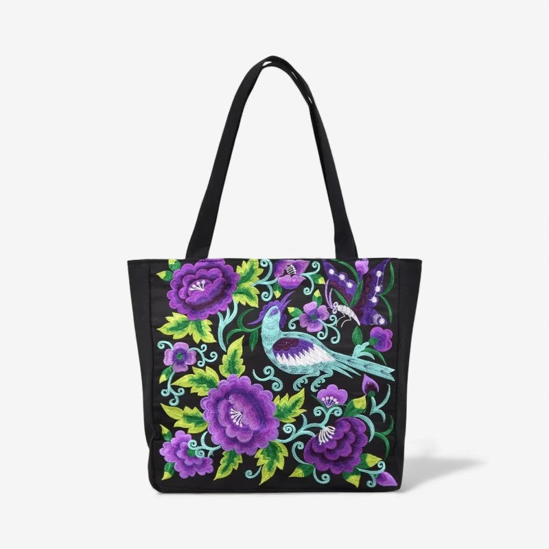 Liesbeth – Tote Bag met Handvatten en Geborduurd Bloemontwerp