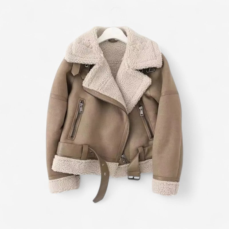 Gloria - Lange Mouw Jas met Reverskraag, Tailleceintuur en Riem bij de Hals