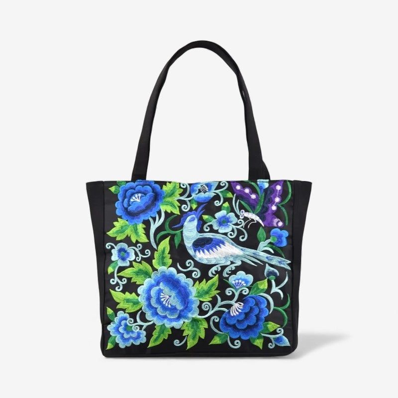 Liesbeth – Tote Bag met Handvatten en Geborduurd Bloemontwerp