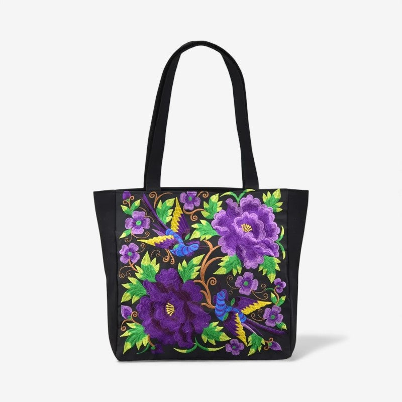 Liesbeth – Tote Bag met Handvatten en Geborduurd Bloemontwerp