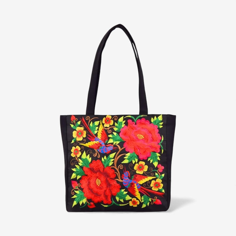Liesbeth – Tote Bag met Handvatten en Geborduurd Bloemontwerp