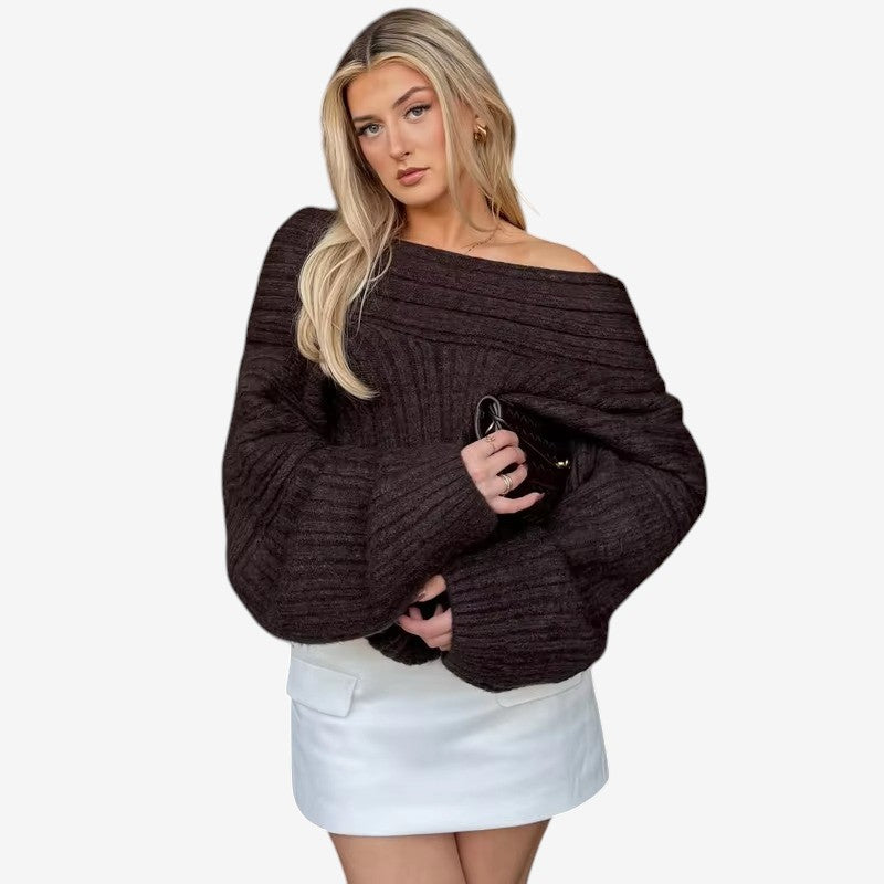 Julie – Oversized Trui met lange mouwen en geribd detail