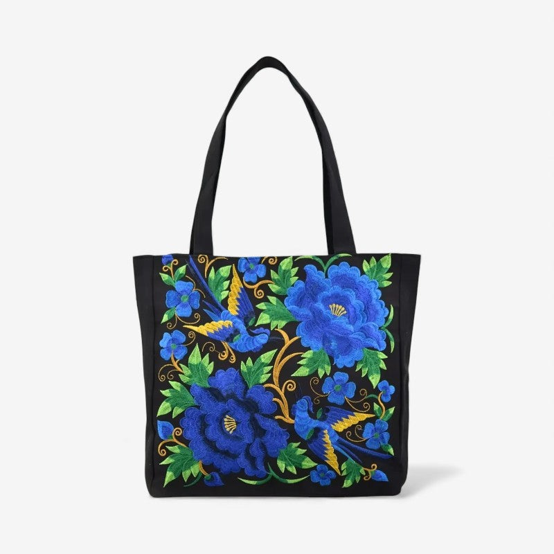 Liesbeth – Tote Bag met Handvatten en Geborduurd Bloemontwerp