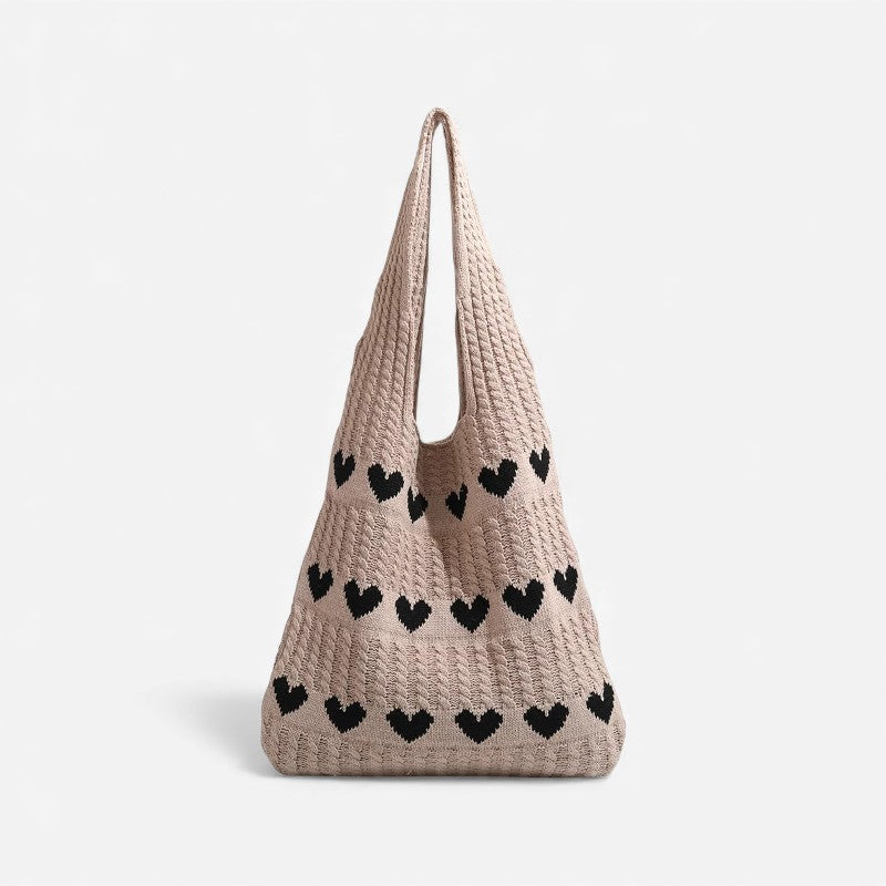 Demi – Tote Bag met Handvatten en Geborduurd Hartontwerp
