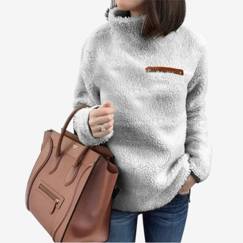 Halen – Lange Mouw Trui met Ritssluiting en Borstzak