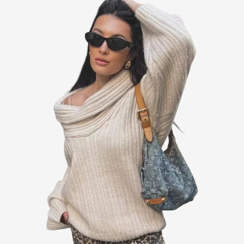 Julie – Oversized Trui met lange mouwen en geribd detail