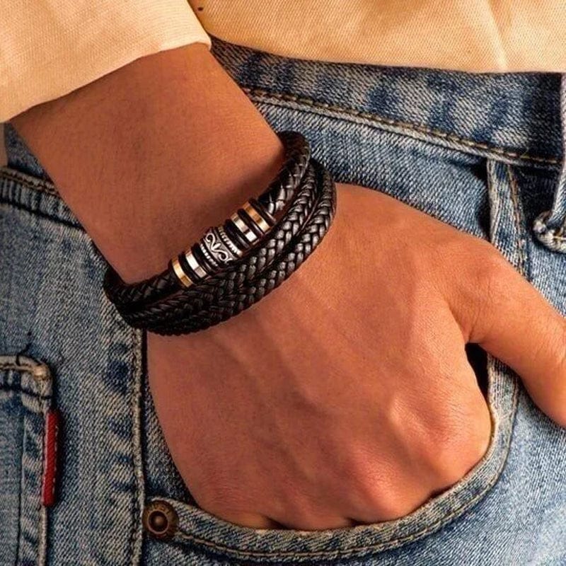 Ethan - Inspirerende dubbele rij gevlochten armband met magnetische sluiting