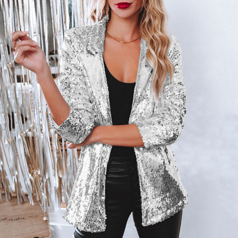 Elvira - Luxe Sequin blazer met lange mouw en reverskraag