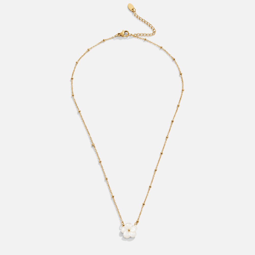 Isla – Bloemenhangerketting met cirkelvormige bedel en delicate gelaagde ketting