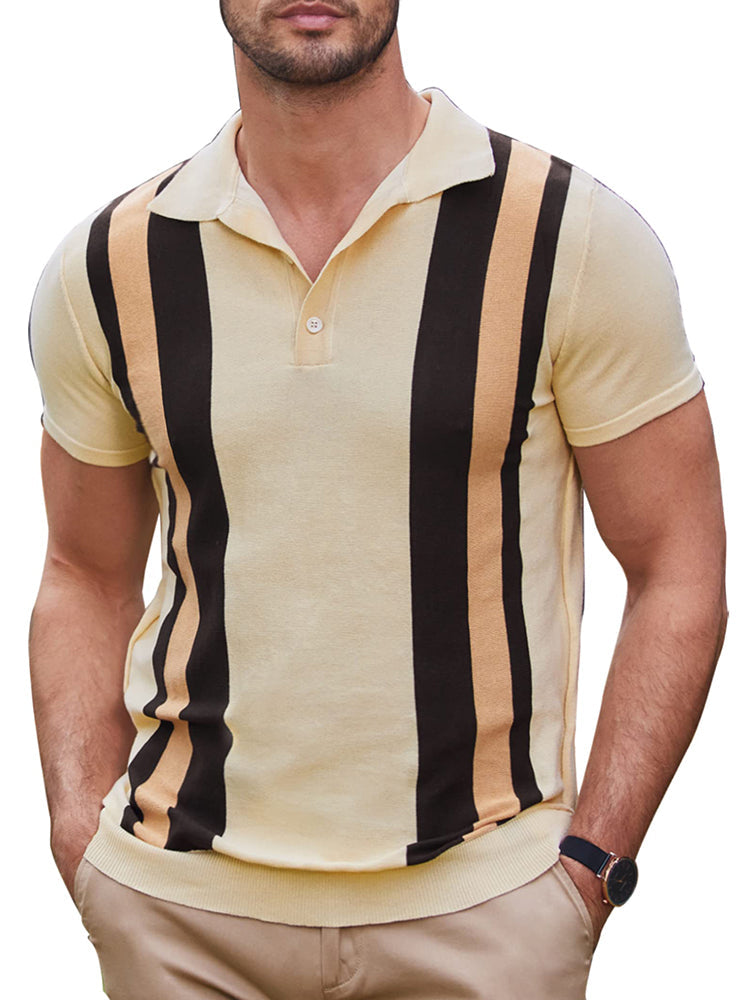 Orion - Gestreept poloshirt met korte mouwen en knoopsluiting