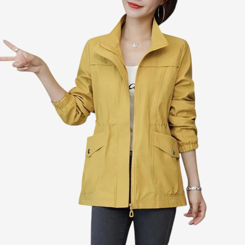 Quinn - Lange Mouw Windbreaker Jas met Opstaande Kraag en Rits Sluiting