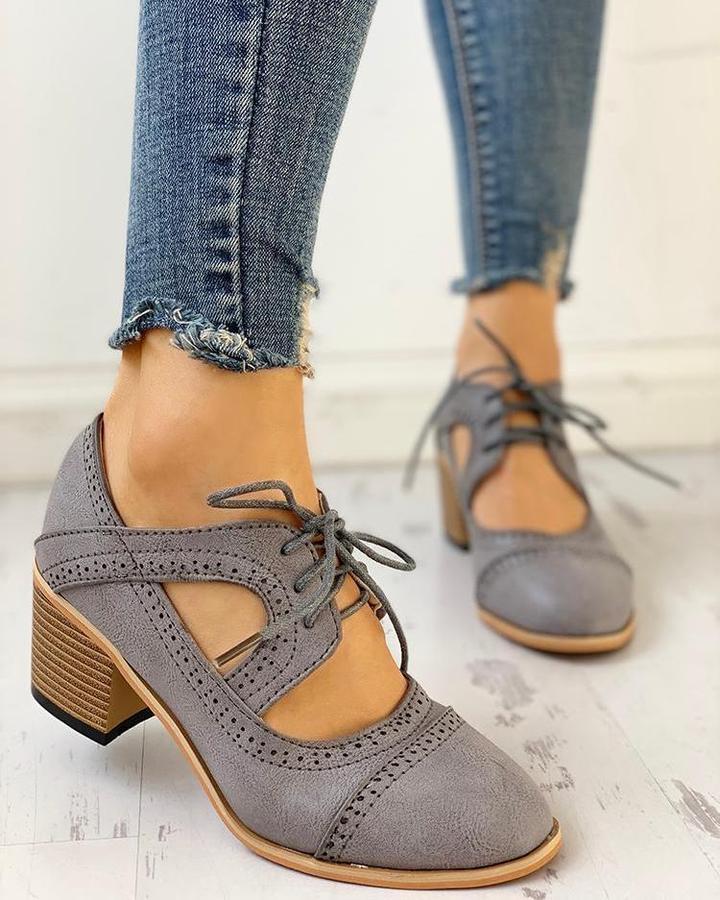 Isabella - Elegante Oxford schoenen met hoge hak en lace-up ontwerp